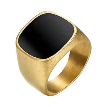 Imagem de Anéis De Aço Titânio Dourado Brilhante Estilo Punk Hip Hop Para Homens