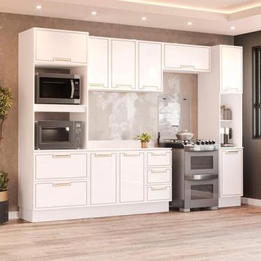 Imagem de Armário de Cozinha Modulada Completa 5 Peças 310cm Com Tampo 100% MDF 