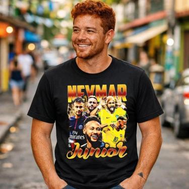 Imagem de Camiseta Masculina Preta Neymar Jr Brasil 100% Algodão 30.1 Premium Urbana Dia a Dia Copa 2026-Masculino