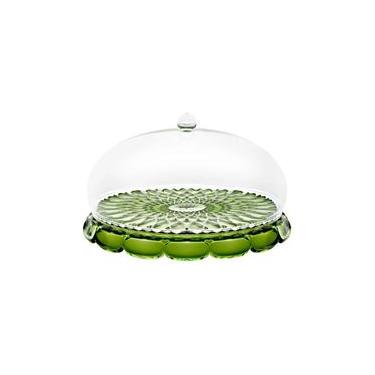 Imagem de PRATO PARA BOLO GUZZINI COM DOMO SMALL EM ACRÍLICO VANITY ACQUA 30CM WATER LILY GREEN 131801SAC13