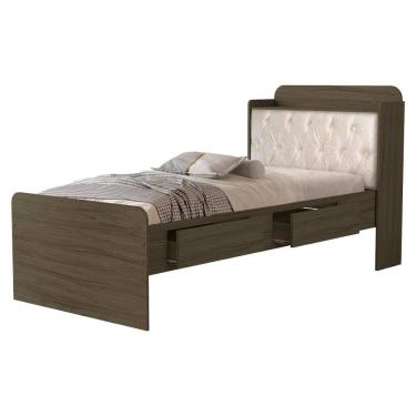 Imagem de Cama Solteiro Bau 2 Gavetas MDF Tamires Capitone Decmade