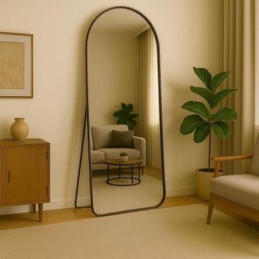 Imagem de Espelho Lopazzi Oval 150x60cm com Base Reta  Moldura Metálica  Corpo I
