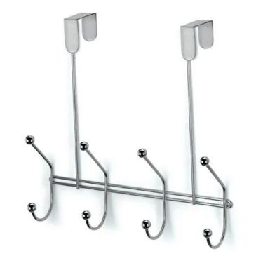 Imagem de Cabide para Porta 1020 para Pendurar Bolsas, Toalhas e Roupas em Aço com 4 Ganchos 27x26CM para Organização Arthi