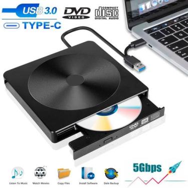 Imagem de Leitor e Gravador de Cd Dvd Externo PC e Notebook Usb 3.0 Drive Portát