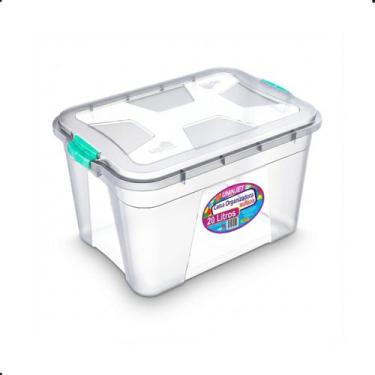 Imagem de Caixa Organizadora Grande 20 Litros Transparente com Travas E Tampa Pl