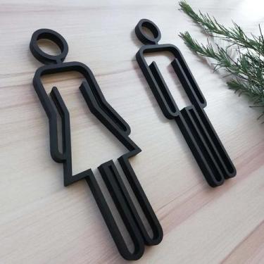 Imagem de Placa Adesivo Porta Banheiro Masculino 3d Feminino Bar Hotel Restauran