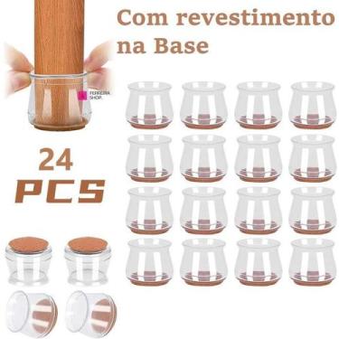 Imagem de Kit 24 Protetor Feltro Para Pé De Cadeira Redondo 3,3 até 4,5cm Anti-R