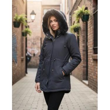Imagem de Jaqueta Parka Feminina plusize Forrada Inverno severo - GENÉRICA, Verd