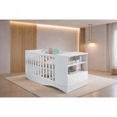 Imagem de Berço Com Que Vira Cama Com Prateleira Celinne- Mobibaby