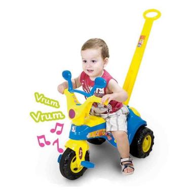 Imagem de Triciclo Infantil Baby Music com Haste e Som - Azul - Cotiplás