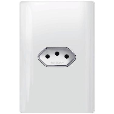 Imagem de Tomada Universal Horizontal 2P+T 10A Dc 1200-29 Branco com Cromado Ekron