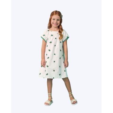 Imagem de Vestido Branco Bordado Coqueiros Juvenil Feminino Nanai 6000296, Offwh