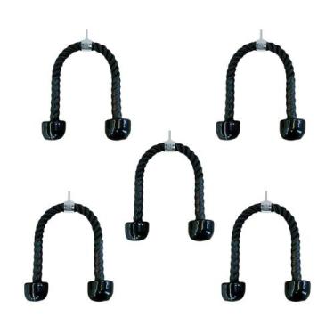 Imagem de Kit 5 Puxadores Corda Pulley Triceps Crossover Emborrachado - D1Fitnes