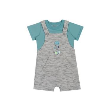 Imagem de Macacão com Camiseta Infantil Menino Verão - Elian Laranja/Marinho, Az