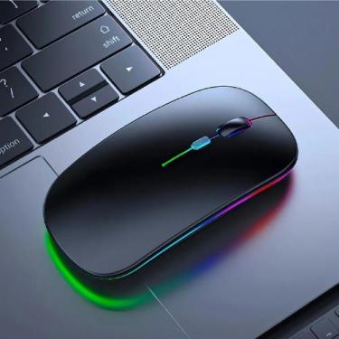 Imagem de Mouse Sem Fio Wireless Preto Liso LED RGB - Genérico