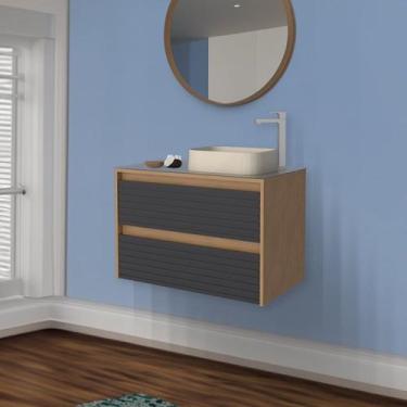 Imagem de Gabinete para Banheiro 82cm Osaka Preto/Jequitibá - Cozimax