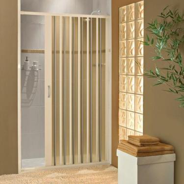 Imagem de Box para Banheiro de PVC 185x55cm Sanfonado Frontal Bcf Marrom/Bege