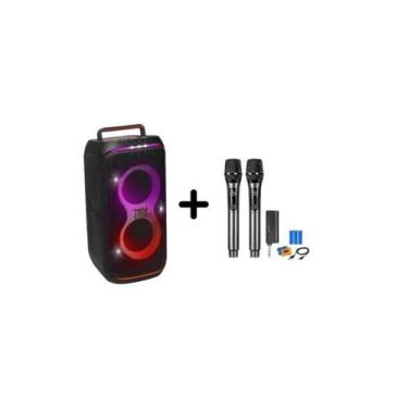 Imagem de Caixa jbl club 120, com 2 microfones sem fio recarregáveis de longa di