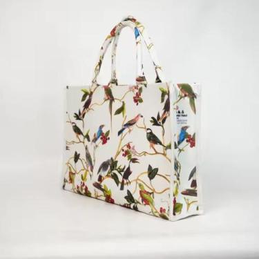 Imagem de Bolsa Ecológica Artística com Estampa de Pássaros Algodão Reciclado - 