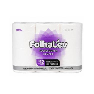 Imagem de Papel higienico Folhalev folha dupla 30m - 12 rolos