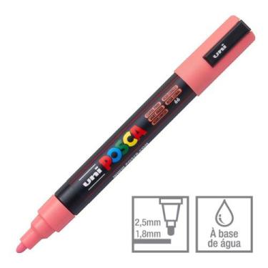 Imagem de Caneta Posca Marcador PC-5M Rosa Coral 66 Uni-Ball - Uni Ball