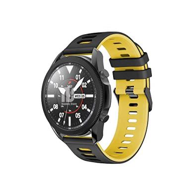 Imagem de Pulseira Sport Nandos-Store compatíveis com Samsung Galaxy Watch 3-41mm ou 45mm - (45mm - Preto com amarelo)