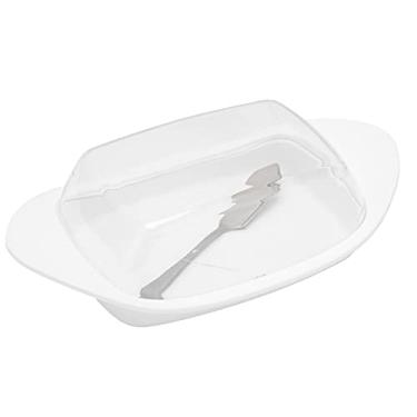 Imagem de Prato de manteiga, caixa de manteiga multiuso para queijo para manteiga para casa para restaurante(Caixa de manteiga de barco branca)