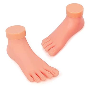 Imagem de Prática modelo de pé falso, 1 par de ferramentas de manicure de prótese de silicone macio flexível para treinamento de arte em unhas