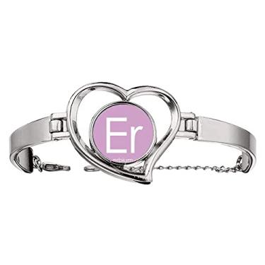 Imagem de N/A N/A Bracelete Chestry Elements Tabela de períodos Lanthanide Erbium Er Pulseira Coração Joias Fio Bangle, medium, metal