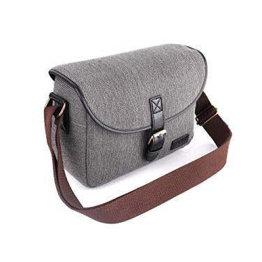 Imagem de calau Bolsa para câmera SLR/DSLR Bolsa para gadgets Bolsa de transporte de ombro estilo retrô elegante para fotografia estojo de material de linho