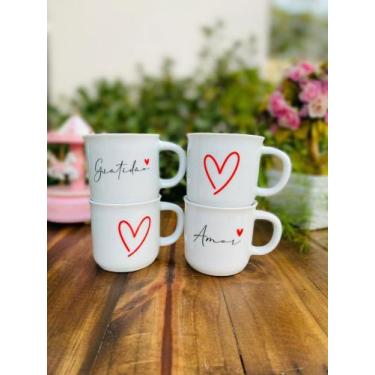 Imagem de Jogo 4 Canecas Ágatas Porcelana 200 Ml Decoradas - Neo Porcelanas