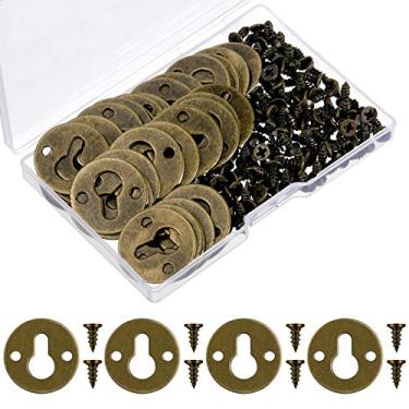 Imagem de 60 cabides redondos de fechadura de metal com 120 parafusos de montagem, suportes de prateleira, ganchos, gancho de fechadura para molduras espelhadas