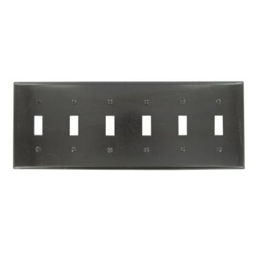 Imagem de Leviton 85036 interruptor de dispositivo com 6 entradas para interruptor de parede, termofixo, montagem de dispositivo, marrom