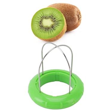 Imagem de Cortador de frutas de kiwi verde cortador de torção fatiador de kiwi portátil de aço inoxidável descascador de manga verde kiwi cortador de frutas multifuncional descascador de frutas ferramenta de pe