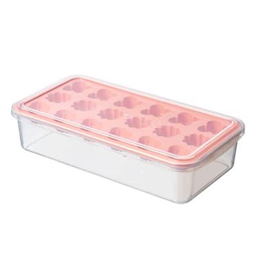 Imagem de Bandeja de cubo de gelo uísque bandeja de cubo de gelo molde de gelo com recipiente de armazenamento acessórios de barra de sorvete ferramenta de cozinha adequada para bebida café suco de gelo molde de cubo de gelo (cor: laranja)