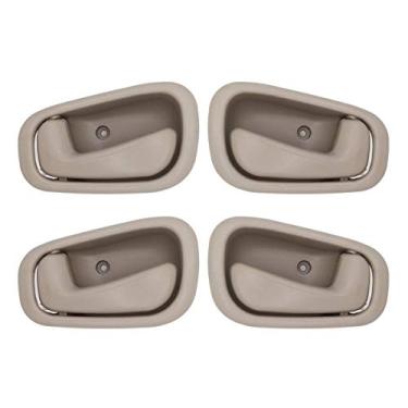 Imagem de BOPART Maçaneta interna da porta interna para Toyota Corolla Prizm 1998 1999 2000 2001 2002 traseira dianteira do motorista e do passageiro trava Manaul de substituição Bege/Bronze (4 peças)