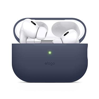 Imagem de elago Compatível com AirPods Pro 2ª geração (2022), capa protetora de silicone compatível com Apple AirPods Pro 2, LED frontal visível, suporta carregamento sem fio [Jean Indigo]