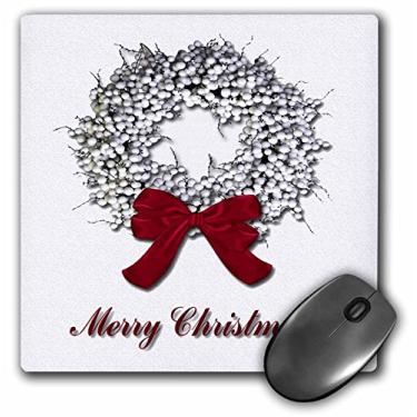 Imagem de 3dRose LLC Mouse pad 20,3 x 20,3 x 0,63 cm, guirlanda de galho feliz Natal com frutas brancas (mp_37025_1)