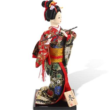 Imagem de CLISPEED Gueixa Japonesa Boneca Kabuki Japonesa De Mesa Estatueta Colecionável De Gueixa Asiática Boneca Quimono Ornamento Japonês De Mesa Boneca Kokeshi Escritório Senhora Presente Espuma