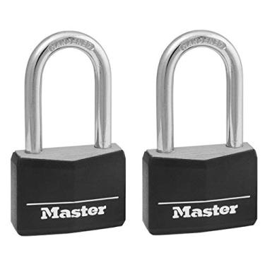 Imagem de Cadeado Master Lock, cadeado de alumínio coberto, 3,8 cm Largo, preto, 141DLF (dois-pacotes)