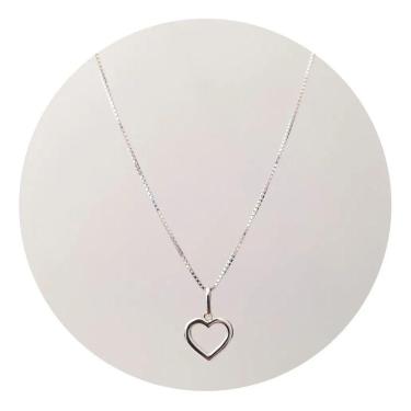 Imagem de Colar Coração Vazado em Prata 925 - Ponte Vecchio