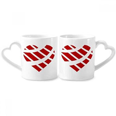 Imagem de Conjunto de canecas de porcelana para casais, em formato de coração, vermelho, dia dos namorados, coração