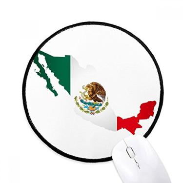 Imagem de Mapa do México Vermelho Verde Emblema Eagle Eat Snake Mouse Pad Desktop Office Tapete Redondo para Computador