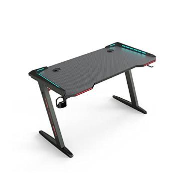 Imagem de Mesa de jogos preta com lâmpada Z perna ajustável mesa de computador de escritório para estações de trabalho de computador de escritório doméstico/1473 (Color : Black, Size : 120x60x74cm)