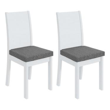 Imagem de Conjunto 2 Cadeiras Athenas Branco/Linho Cinza - Móveis Lopas