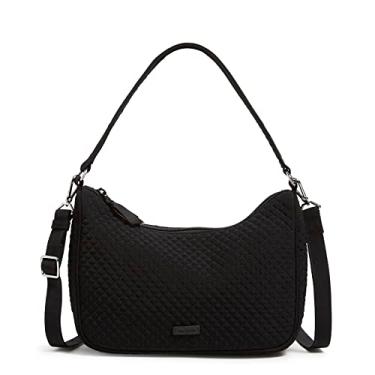 Imagem de Vera Bradley Bolsa tiracolo feminina Frannie Crescent de microfibra, Preto clássico, One Size