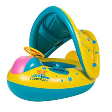 Imagem de Anel flutuante inflável para bebês Lovsylvia com toldo para sombra de sol, flutuador de piscina infantil com airbags duplos para nadar mais seguro para crianças, Swimming Ring with Awning, A1