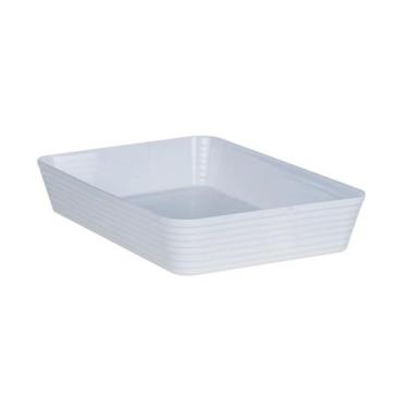 Imagem de Travessa Le Chef Retangular Com Friso Em Plástico Branco 33X23x6cm - P