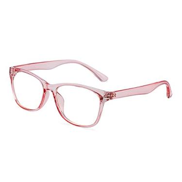 Imagem de Óculos de bloqueio de luz quadrada azul computador vintage para mulheres e homens rosa transparente