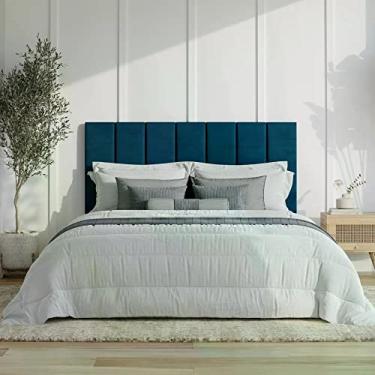 Imagem de Cabeceira Queen Estofada Uvaia Cabecasa Madeiramadeira Azul